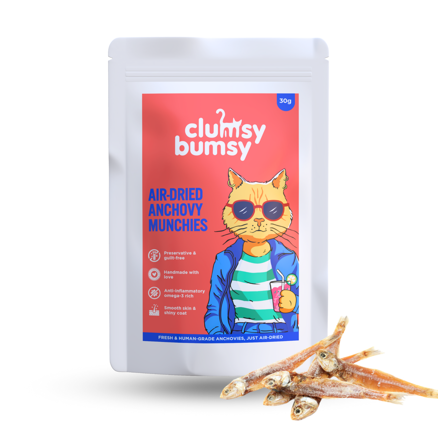 Whole Anchovy Munchies for Cats 30g (Air-Dried)